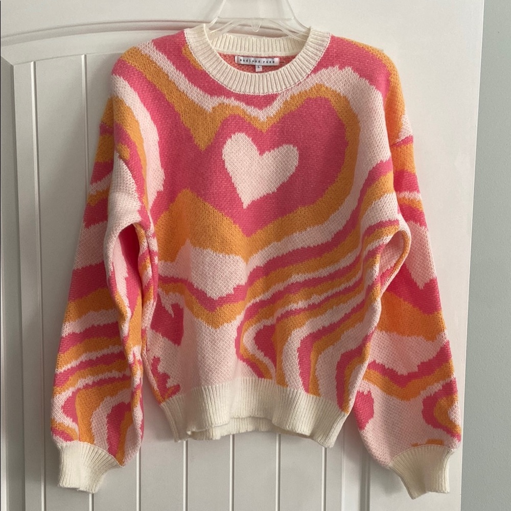 Pattern Sweater - Pink, Orange, Cream